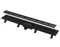 Alcadrain Odtokové žlaby - Sprchový žlab Simple 85 cm, s okrajem pro perforovaný rošt, včetně roštu, černá mat APZ10BLACK-850M