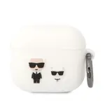 Silikonové pouzdro Karl Lagerfeld and Choupette pro Airpods 3, bílá