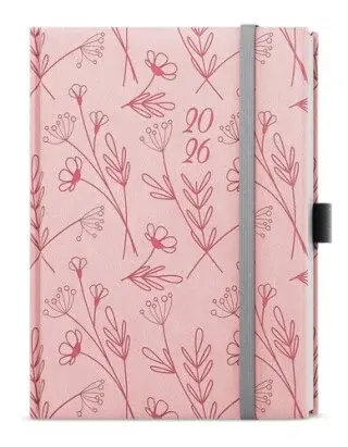 Týdenní diář 2026 Prokop Vivella extra B6 pastelově růžová Kvítí