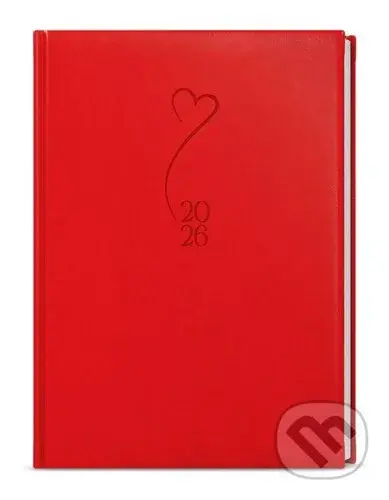 Denní diář 2026 David Vivella s ražbou A5 červená Srdce