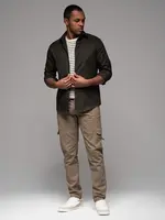 Ombre Men's cargo pants STRAIGHT LEG with zippered pockets - khaki