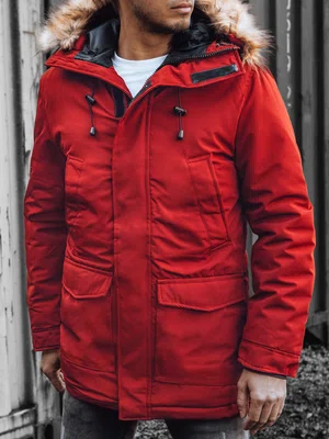 Pánská bunda parka zimní červená Dstreet