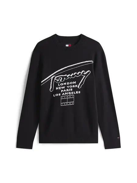 Tommy Jeans Sveter  čierna / biela