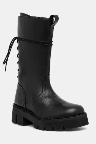 Kožené kotníkové boty Fly London BERF160FLY dámské, černá barva, na plochém podpatku, P211160000