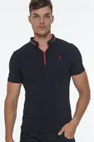 T8571 DEWBERRY ZIPPERED MEN'S T-SHIRT-DARK NAVY BLUE