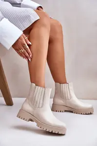 Lewski Shoes Dámské boty na plochém podpatku kožené světle béžové Lewski 3611