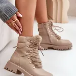 FI1 Zateplené botky traperky na zip z eko kůže béžové Willatta