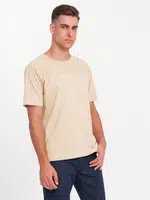Ombre Men's LOOSE FIT T-shirt with pocket - beige