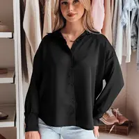 Koszula damska one size oversize SATINIA czarna Dstreet