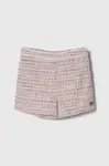 Dětské šortky z vlněné směsi Guess růžová barva, nastavitelný pas
