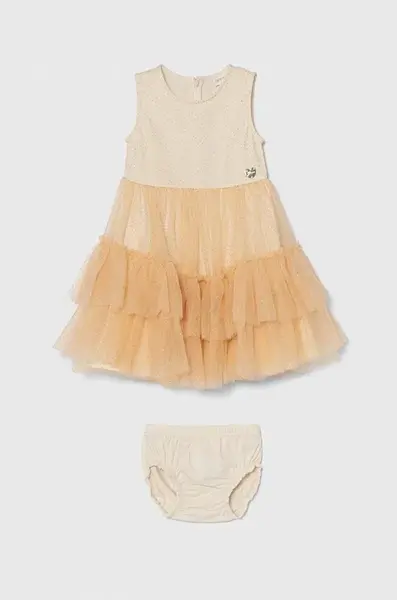 Dívčí šaty Guess béžová barva, mini