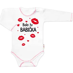 Baby Nellys Body dlouhý rukáv s vtipným textem  Bola tu BABIČKA vel.  86