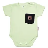Baby Nellys Žebrované body s kapsičkou, kr. rukáv, Summer Boy,zelené,56