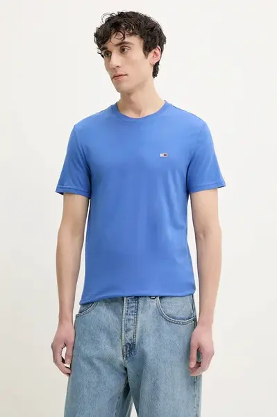 Bavlněné tričko Tommy Jeans 2-pack pánské, fialová barva, DM0DM20687