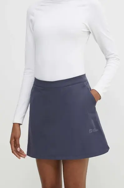 Sportovní sukně Jack Wolfskin Hiking Alpine tmavomodrá barva, mini