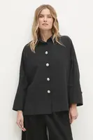 Košile Answear.LAB dámská, černá barva, relaxed, s klasickým límcem