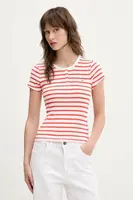 Bavlněné tričko Tommy Jeans červená barva, DW0DW19502