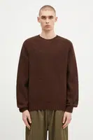 Vlněný svetr Universal Works pánský, hnědá barva, lehký, 31760