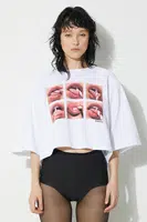 Bavlněné tričko Fiorucci Mouth Print Cropped Padded T-Shirt bílá barva, U01FPTSH106CJ01WH01
