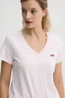 Bavlněné tričko Levi's LSE_PERFECT VNECK růžová barva, A3170