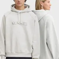 Bavlněná mikina Sunnei šedá barva, s kapucí, melanžová, RTWXJER018