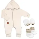 Baby Nellys 3D sada Nature, overal, botky, rukavičky - sv. béžový, vel. 56