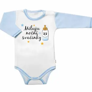 Baby Nellys Body dl. rukáv s vtip. textem  Miluju noční svačinky vel.  80, kluk