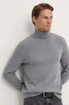 Kašmírový svetr Theory šedá barva, lehký, s golfem, N0888705