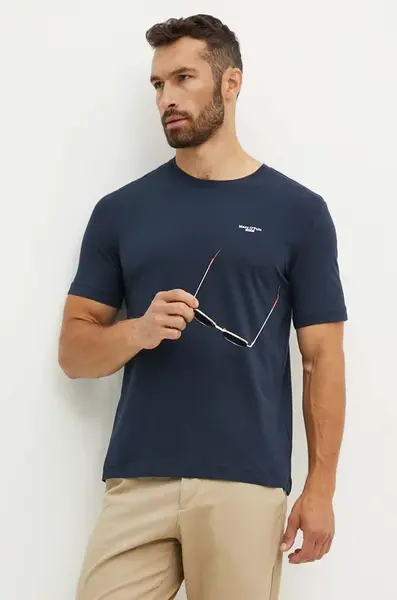 Bavlněné tričko Marc O'Polo DENIM tmavomodrá barva, B61202151060