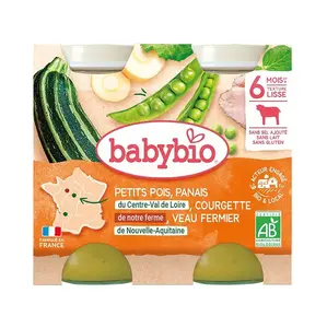 Babybio Hrášek, pastinák, cuketa a telecí maso 2x200 g