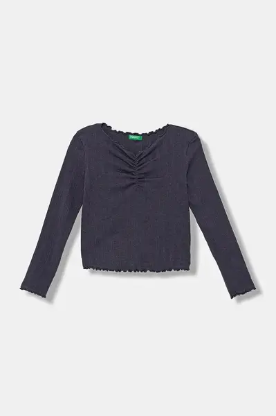 Dětské tričko s dlouhým rukávem United Colors of Benetton šedá barva, 3KIEC10Q9