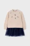 Dívčí šaty Mayoral béžová barva, mini, 4918