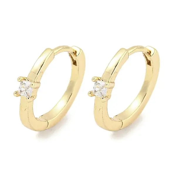 Brass Micro Pave Clear Cubic Zirconia Earrings