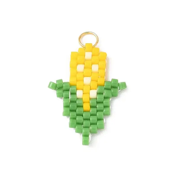 Handmade Glass Seed Beaded Corn Pendants
