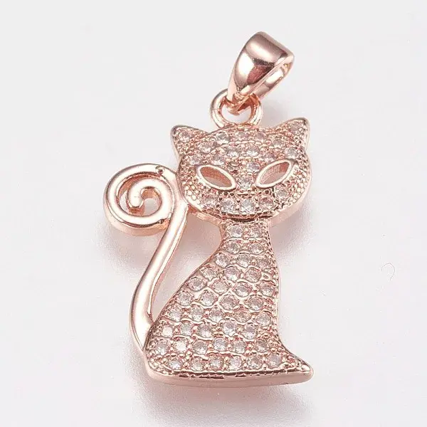 Brass Micro Pave Cubic Zirconia Kitten Pendants