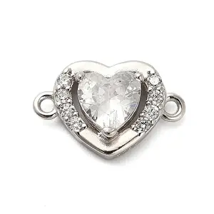 925 Sterling Silver Micro Pave Cubic Zirconia Connector Charms