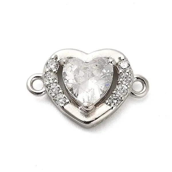 925 Sterling Silver Micro Pave Cubic Zirconia Connector Charms