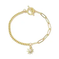 Sun Brass Clear Cubic Zirconia Charm Bracelets