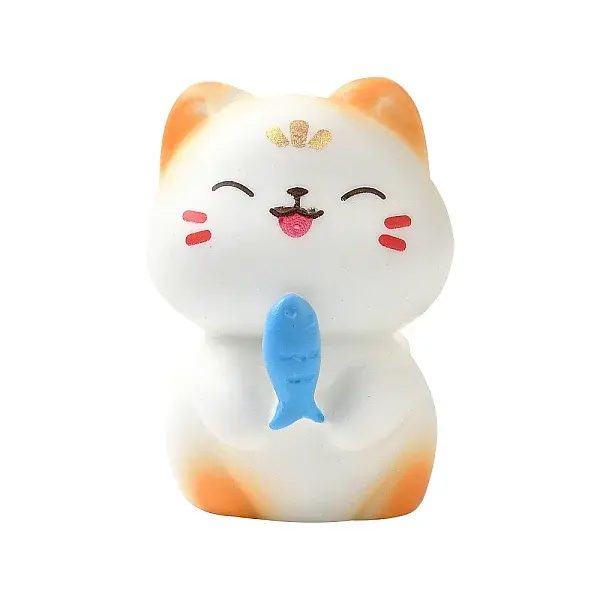 Cat with Fish Resin Sculpture Display Decorations