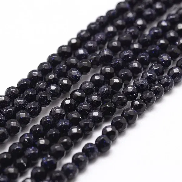 Synthetic Blue Goldstone Beads Strands
