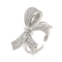 Brass Micro Pave Cubic Zirconia Cuff Rings