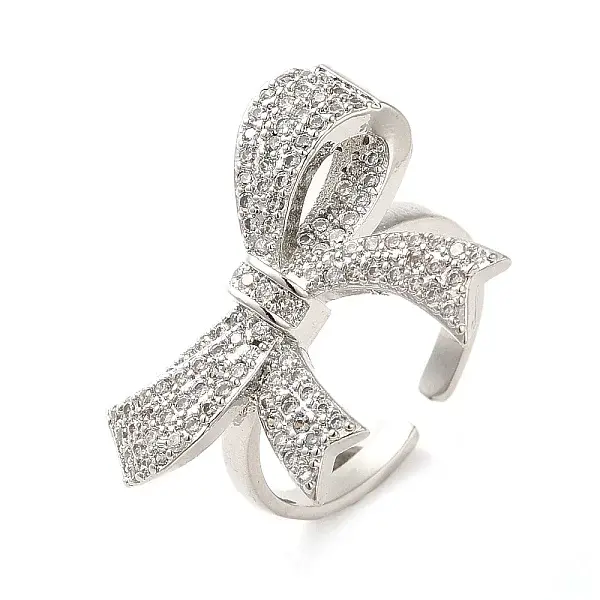 Brass Micro Pave Cubic Zirconia Cuff Rings