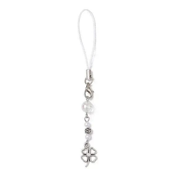 Tibetan Style Alloy with Glass Mobile Straps