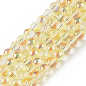 Transparent Electroplate Glass Beads Strands