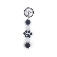Round & Dog Paw Print Silicone Beaded Keychain