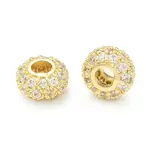 Brass Micro Pave Cubic Zirconia Beads