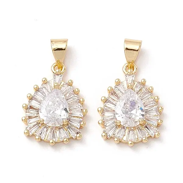 Brass Micro Pave Clear Cubic Zirconia Pendants