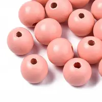 Painted Natural Wood European Beads