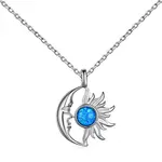 Moon & Sun Rhodium Plated 925 Sterling Silver Pendant Necklaces