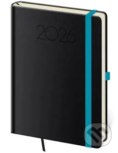Denní diář 2026 A5 New Praga černý s gumičkou
